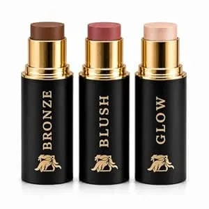 Cream Contour Stick Set – Blush, Bronzer & Highlighter Trio - Hydrating, Buildable, High-Pigment Makeup With Shea Butter & Vitamin E - Phoenix Beauty Gift Set (Enchanted)