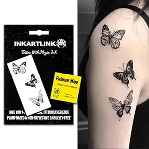 Inkartlink Semi-Permanent Tattoo, Realistic Butterfly Temporary Tattoo, Suitable For Sweet Girls, Waterproof And Non-Reflective, Exquisite Packaging, Unique Design (Butterfly 2)