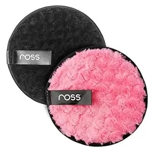 Ross Reusable Multipurpose Makeup Removal - Facial Makeup Remover, Eye Makeup Remover & Foundation Simple Makeup Remover - Safe For Dry & Sensitive Skin 1 Count (Pack Of 2) Pink & Black