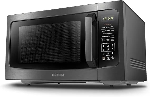 Toshiba Microwave Oven With Smart Sensor, 1.6 Cu.Ft, 1200w - Position Memory Turntable, Sound On/Off, Countertop, 13.6" Turntable, Black Stainless Steel