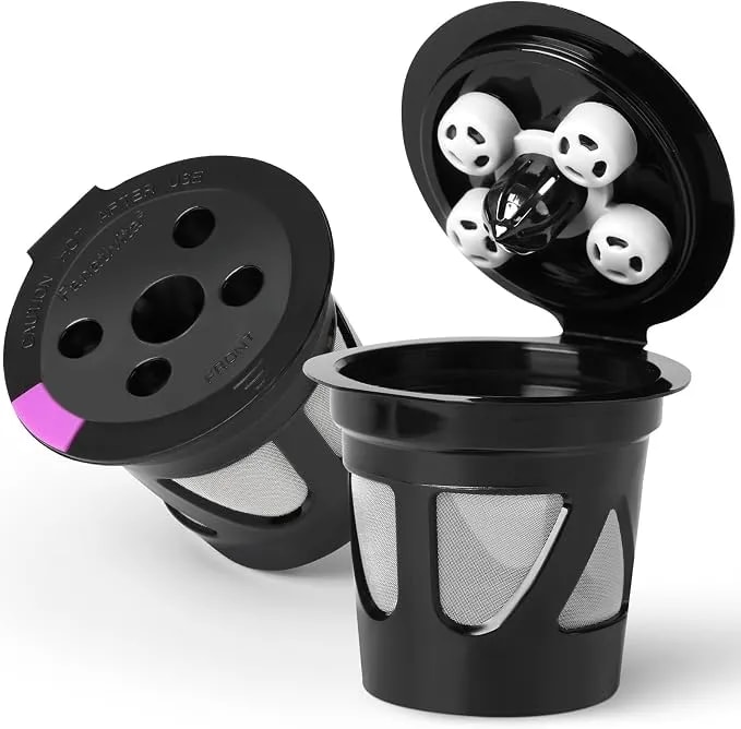 Reusable K Cups For Keurig With 5 Holes, Multistream Technology, 2 Pack - Fits K-Supreme, K-Slim, K-Duo gen2, K-Brew Chill, 5-Hole Multistream Technology, Bpa-Free, Brew Your Favorite Ground Coffee