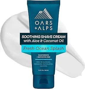 Oars + Alps Soothing Men'S Shaving Cream, Dermatologist Tested And Infused With Aloe And Coconut Oil, Fresh Ocean Splash Scent, Tsa Friendly, 3.4 Oz, 1 Pack