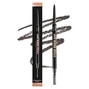 Profusion Cosmetics Dual-Ended Ultra-Fine Eyebrow Pencil -Good Brow Day Long-Wearing Brow Definer With Spoolie Brush For Blonde, Brown & Black Hair, Instant Brow Fixing Beauty Tool, Soft Black