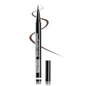 Waterproof Liquid Eye Liner, Stay One Day Makeup With Fine Brush Tip Lasting Satin Finish, Smudge-Proof & Transfer-Resistant (03# Red Brown)