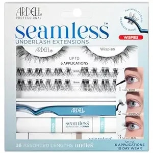 Ardell Seamless Underlash Eyelash Extensions Wispies – Diy Lash Extension Kit With Bond & Seal, Natural Wispy Lash Clusters For Undereye Application, 1 Pack