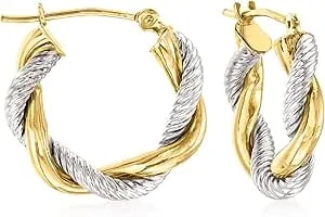 Ross-Simons 14kt 2-Tone Gold Twisted Hoop Earrings