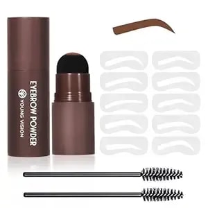 Young Vision Eyebrow Stamp Color Set, Eyebrow Colors Shaping Kit, Long-Lasting Eyebrow Pomade For Women Girl, Cruelty-Free Plantillas Para La Cejas (Natural Brown)