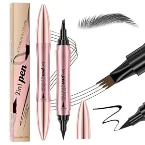 2-In-1 Dual-Ended Microblading Eyebrow Pencil For Women, 2026 New Magic Eyebrow Contouring Pencil And Eyeliner, Waterproof 4-Fork-Tip Natural Makeup Effect For Beginner Daily Use (Grey, B)
