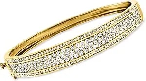 Ross-Simons 3.00 Ct. T.W. Pave Diamond Bangle Bracelet In 18kt Gold Over Sterling