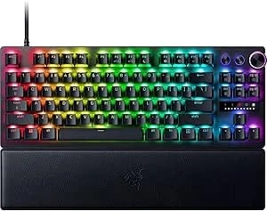 Razer Huntsman V3 Pro TKL Gaming Keyboard: Analog Optical Switches W/Rapid Trigger & Adjustable Actuation - Media Keys & Dial - Doubleshot PBT Keycaps - Aluminum Top Plate - Wrist Rest (Renewed)