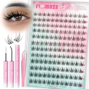 Lash Clusters Kit Manga Eyelash Clusters Kit Anime Lash Extension Kit 144pcs Wispy Cluster Lashes With Invisible Band Individual Lashes Spiky Cluster Eyelashes Extensions With Lash Bond,Seal,Tweezers