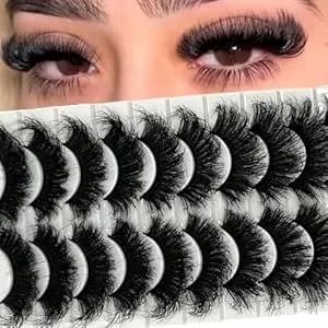 Ifsowdra Mink Lashes Fluffy 25mm Thick Big Strip Lashes Pack Faux Mink Long False Eyelashes Volume Wispy Cat Eye D Curl Dramatic Eyelashes