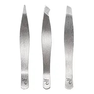 E.L.F. Tweezer Trio Kit, Three Mini Eyebrow Tweezers For Shaping, Defining & Grooming Brows, Great For Touchups On The Go, Vegan & Cruelty-Free