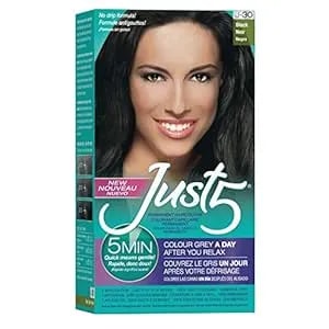 Just 5 Women'S 5 Minute Permanent Hair Color With Conditioner, Grey Hair Coloring For Women - Black
