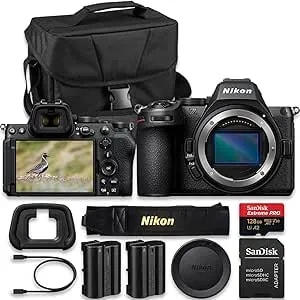 Nikon z5 Ii - Nikon Usa Model - Mirrorless Camera Body Only + 128 Gb Memory + Extra Battery + Camera Carrying Case (9pc Bundle)