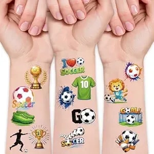 117pcs Soccer Ball Temporary Tattoos For Kids Teens, Football Match Trophy Sports Events Fake Tattoos Stickers, World Cup Soccer Party Favors School Trade Days Summer Camp Game Team Celebration