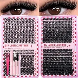 Lash Clusters Kit 800 Pcs Volume Eyelash Clusters D Curl Cluster Eyelash Extensions 3d Wispy Fluff Thick Individual Lashes Diy Lash Extension Kit For Party Style & Night-Out Look