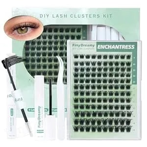 Enchantress Lash Clusters Kit Short Natural Individual Lashes Diy Fluffy Lash Extensions Kit Wispy With Glue Remover Tweezer By Finydreamy (Short Enchantress Kit 8-14mm)