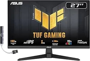 ASUS TUF Gaming 27" 1080P FHD IPS Monitor With 1ms Response Time, 180Hz, Anti Glare, Flicker Free, VESA Mount, Built-In Speakers, Displayport, HDMI & Dockztorm USB Port Expander, Black (VG279Q3A)