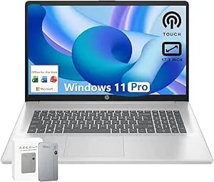 HP 17.3" Touchscreen Laptop For Home Office, AMD Ryzen 5 7530U (6-Core), 16GB RAM, 512GB SSD, Wi-Fi 6, Windows 11 Pro, Numeric Keypad, HDMI, Fast Charge, AI Copilot, W/AI Voice Recorder