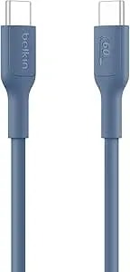 Belkin Eco USB-C To USB-C Cable 3.3ft, 60W - Soft, Braided, Flexible Fast Charging Cable, Type C Charger Cord For Iphone 16, Galaxy S25, Pixel 9, Macbook, Ipad Pro, & More - Blue