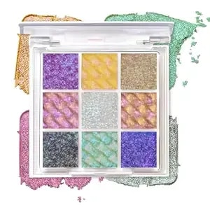 9 Color Multichrome Eyeshadow Palette,Sparkling Chameleon Glitter Shifting Eye Shadow, High Pigmented Waterproof Long-Lasting Vegan Makeup Palette (01) (02)