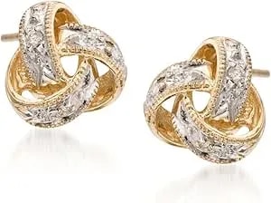 Ross-Simons Diamond Love Knot Stud Earrings In 14kt Yellow Gold