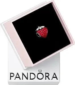 Pandora Seeded Strawberry Fruit Charm - Compatible Pandora Moments - Gift For Her - Sterling Silver & Enamel - With Gift Box