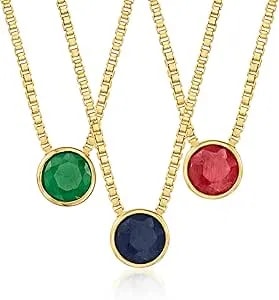Ross-Simons July/Ruby - Bezel-Set Birthstone Necklace In 18kt Gold Over Sterling