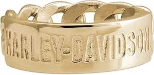 Harley-Davidson Women'S H-D Script Bar Curb Link Ring - Gold Stainless Steel