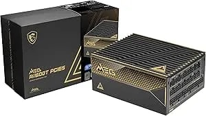 MSI MEG Ai1600T PCIE5, Fully Modular Gaming 1600W Power Supply, 80+ Titanium, Dual 12V-2x6 Cables, Server-Grade Capacitor, ATX 3.1 & Pcie 5.1 Ready, Low-Noise, Braided Cables, 12 Year Warranty