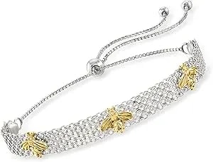 Ross-Simons Two-Tone Sterling Silver Bumblebee Bolo Bracelet