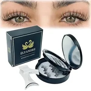 Elyanore Premium Eyelashes Kit, Natural Wispy Reusable Lashes – No Glue Needed, Feather-Light Comfort With Magnetic Applicator, Easy Apply Lashes (5 Pairs: 2 Full + 3 Half Length)