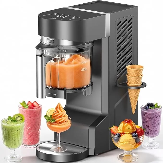 Slushie Machine For Home, Ice Cream Maker, 30oz, Light Gray - Slushy Margarita Frozen Drink Soft Serve Ice Cream Machine, 7 Preset, No Ice Needed, Fast Freeze, Temp Control, Easy To Clean