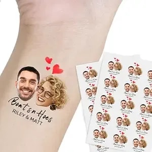 Personalized Temporary Tattoo Wedding Custom Face And Name Tatto Paper 1 Set Of 15 Pieces design2