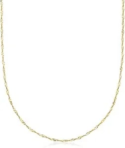 Ross-Simons Italian 18kt Yellow Gold Diamond-Cut Singapore-Chain Necklace