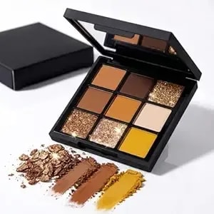 Warm Nude 9 Color Eyeshadow Palette, Matte Shimmer Glitter Eye Shadow Makeup Kit, Highly Pigmented Blendable Long Lasting Orange Brown Shades For Natural, Smokey&Glam Eye Look (#02 Nude Mocha)