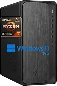 Hp Omnidesk m02 Business Ai Pc Desktop, Amd Ryzen 7-8700g (Up To 5.1ghz), 32gb ddr5 Ram, 1tb Ssd, Usb-C, Radeon 780m Graphics, Wi-Fi 6, Hdmi+Dp Dual Display Support, Wireless Kb&M, Win 11 Pro