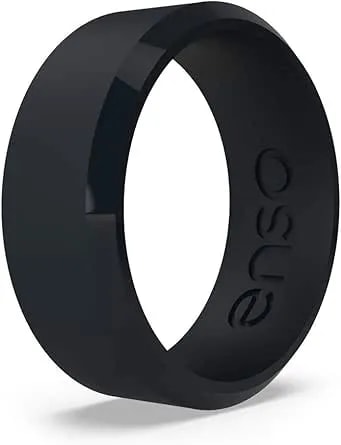 Enso Rings Bevel Classic Silicone Wedding Ring – Hypoallergenic Unisex Wedding Band – Comfortable Band For Active Lifestyle – 8mm Wide, 2.16mm Thick