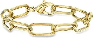 Ross-Simons Italian 14kt Yellow Gold-Plated Paper Clip Link Bracelet