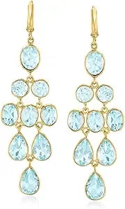 Ross-Simons 33.50 Ct. T.W. Sky Blue Topaz Chandelier Earrings In 18kt Gold Over Sterling