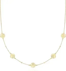 Ross-Simons Italian 10kt Yellow Gold Flower Station Necklace. 18 Inches