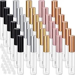 Blulu 30 Pcs 10 Ml Lip Gloss Tubes Bulk Empty Refillable Lip Balm Bottle Clear Plastic Gloss Container Reusable Lipstick Bottle With Rubber Insert For Women Diy Lipgloss Cosmetics(5 Colors)