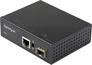 Startech.Com Industrial Fiber To Ethernet Media Converter - 10/100/1000 Mbps Sfp To rj45/cat6 - Singlemode/Multimode Optical Fiber To Copper Gigabit Network - 12-56v Dc - Ip-30/ -40 To +75c, Taa