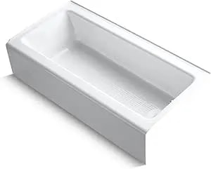 Kohler K-838-0 Bellwether 60" X 30-1/4" Cast Iron Alcove Bathtub With Integral Apron And Lumbar Support, Right-Hand Drain, White