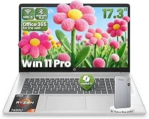 Hp 17 Inch Laptops, Amd Ryzen 5 7430u(Beats i7-1255u), 64gb Ram 2tb Ssd, Windows 11 Pro, 17.3" Fhd Ips 300nits Display, Copilot Ai, Hdmi, Wi-Fi 6 & Bluetooth 5.4, Accessory Kit