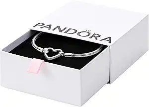 Pandora Moments Heart Clasp Snake Chain Bracelet - Charm Bracelet For Women - Compatible Moments Charms - Gift For Her - Sterling Silver - With Gift Box