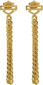 Harley-Davidson Women'S Curblink Chain Drop Dangle Post Earrings - Gold