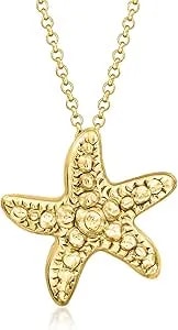 Ross-Simons Italian 18kt Gold Over Sterling Starfish Necklace. 18 Inches
