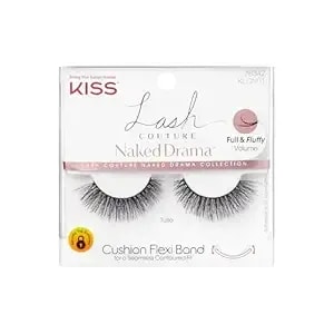Kiss Lash Couture Naked Drama Collection False Eyelashes With Cushion Flexi Band, Full & Fluffy Volume, Easy To Apply, Reusable Lash Clusters, Style 'Tulle', 10 Mm, 1 Pair Fake Eyelashes